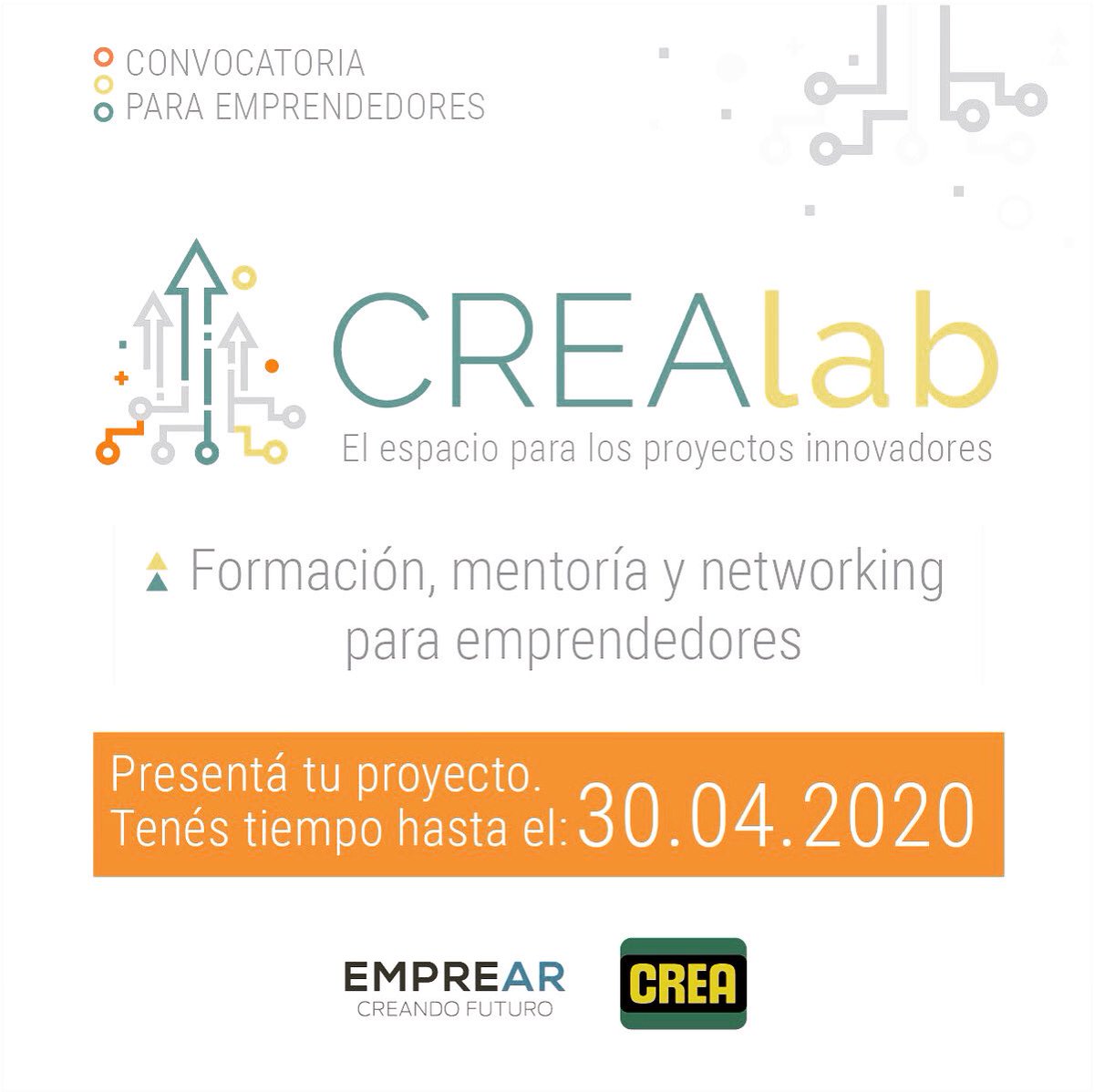 Tenes un proyecto que resuelve un problema o aborda un desafío del sector agroalimentario?
Regístralo en la Convocatoria CREA Lab 2020 👉🏻 crea.org.ar/crealab/ y recibí todo el soporte de las redes de <a href="/crea_arg/">CREA</a> y <a href="/Emprear_Innova/">EMPREAR OFICIAL</a>