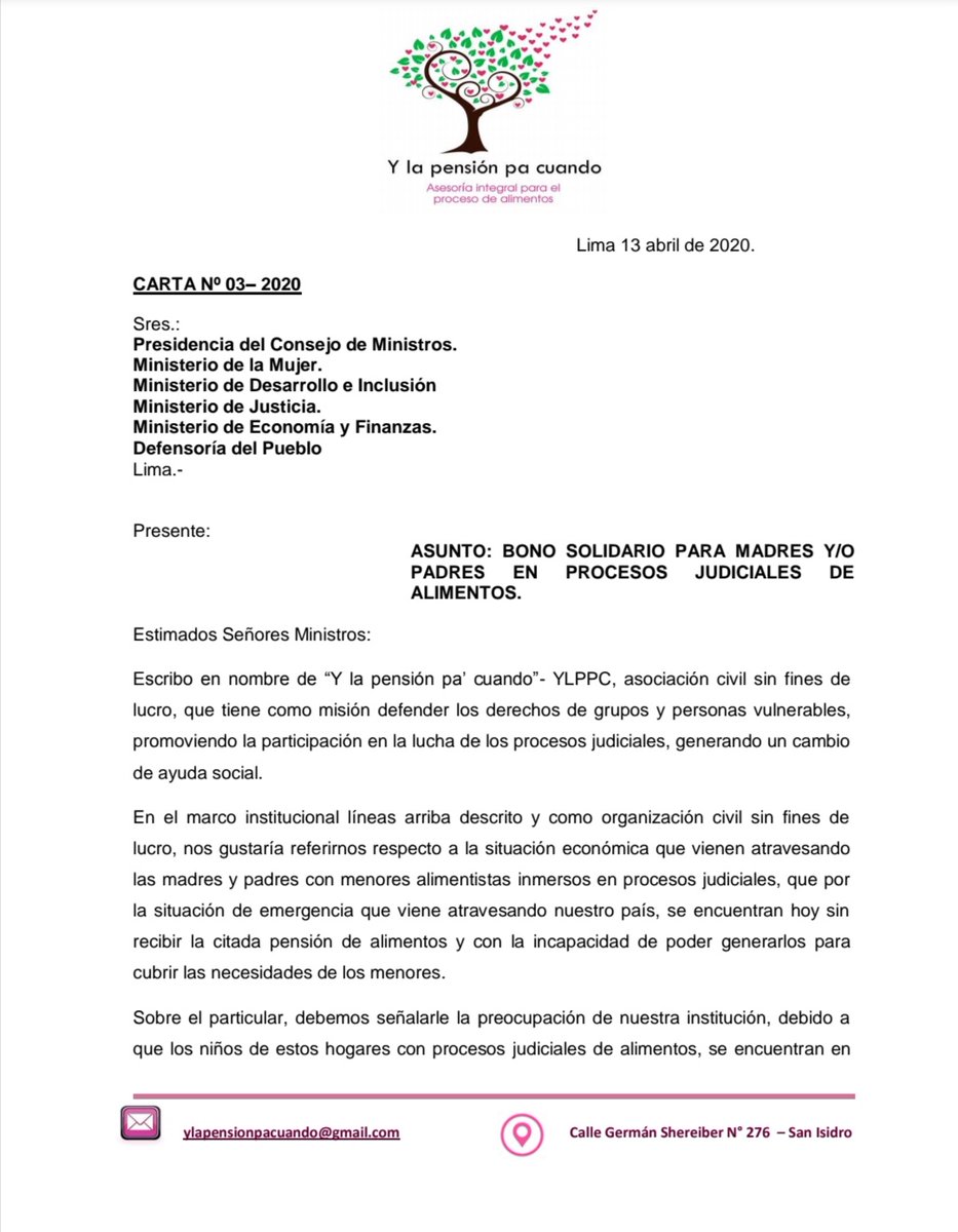 y_pension's tweet photo. @MartinVizcarraC @ToniAlvaL @pcmperu @MEF_Peru
La asociación Y la pensión pa cuando, considerando a los alimentistas como población vulnerable que requiere una atención especial del estado, hemos enviado una solicitud a las autoridades pertinentes para que esto se materialice. https://t.co/wj5k4O0i5e