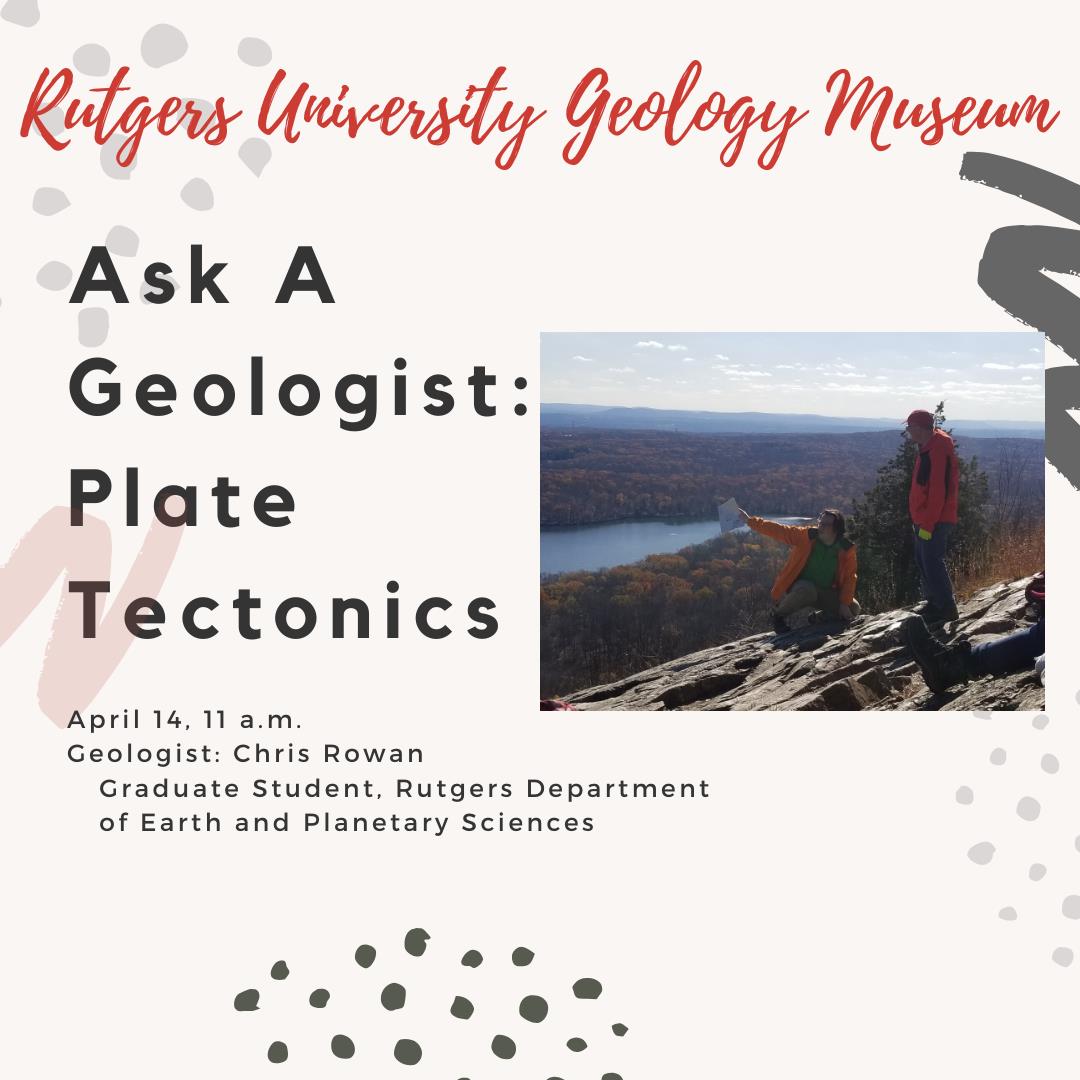 RutgersEOAS's tweet photo. #Monday riddle: What only moves 1 to 6 inches a year? Answer: The Earth! Learn about #platetechtonics on the @RUgeomuseum "Ask a Geologist" webcast w/ #Rutgers #geologist Chris Rowan on Tuesday April 14, 2020 from 11 am – noon https://t.co/VgBjAfsKbQ https://t.co/J8Qtu7R03N