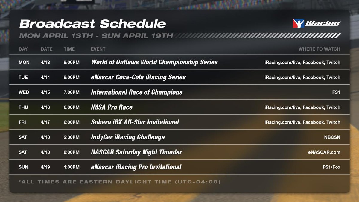 Looks like there’s racing in the forecast 🌧🏎

We’ve got an action-packed week, don’t miss it! 👇🏻