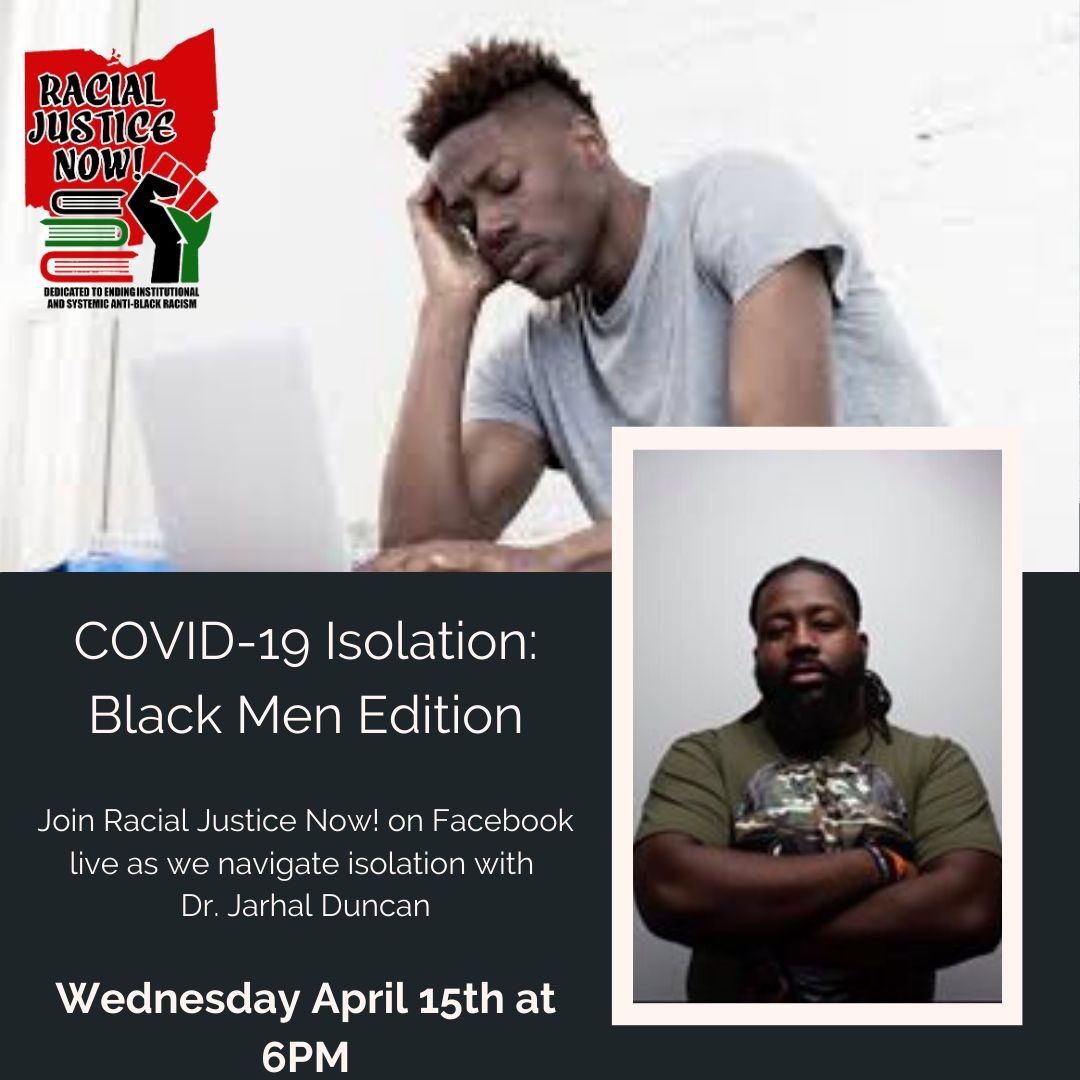 RacialJsticeNow's tweet photo. Hey Family! 

We are bringing in the professionals to help us navigate Black families in isolationist to COVID-19. 

Join Manicka Thomas, LSW and Dr. Jarhal Duncan this Tuesday and Wednesday at 6PM via our Facebook page! 

Please submit questions you may have in our comments! https://t.co/xB8tCZGQnr