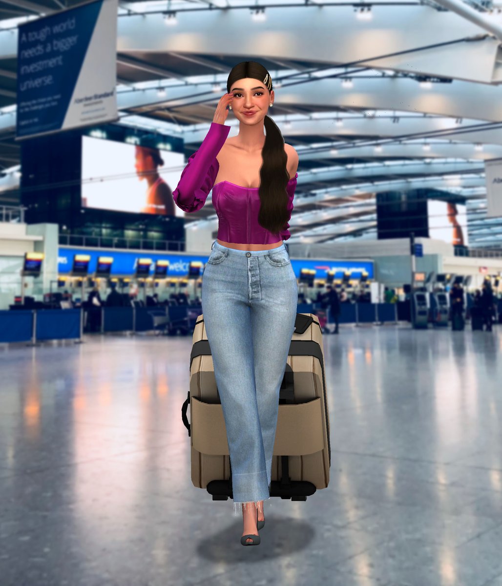 ShibaSimmer's tweet photo. Miss Thailand arrives in the Philippines and is greeted by the paparrazi. Delighted, she smiles and fixes her hair. #TS4MissUniverseS6Ch02 https://t.co/M5OLPagpY3