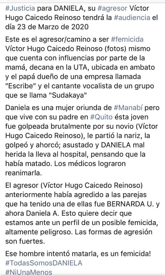 sybelmartinez's tweet photo. Estamos vigilantes, siguiendo de cerca la rápida actuación del Juez que conoce esta causa 👇 #hugocaicedo fue encontrado en delito flagrante, casi mata a su ex pareja. Confiamos que la audiencia de mañana sea para emitir sentencia no para otorgar sustitutivas #JusticiaParaDaniela https://t.co/ft6QLYnKnv