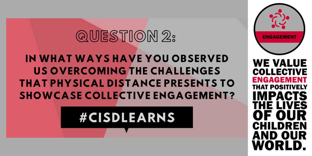 LearnwithMrsJ's tweet photo. Q2: “We value collective engagement that positively impacts the lives of our children and our world.” A key word in this Core Value statement is “collective”. Collective means “done by people acting as a group or a unit”. #CISDLearns https://t.co/sWKvsn0bly