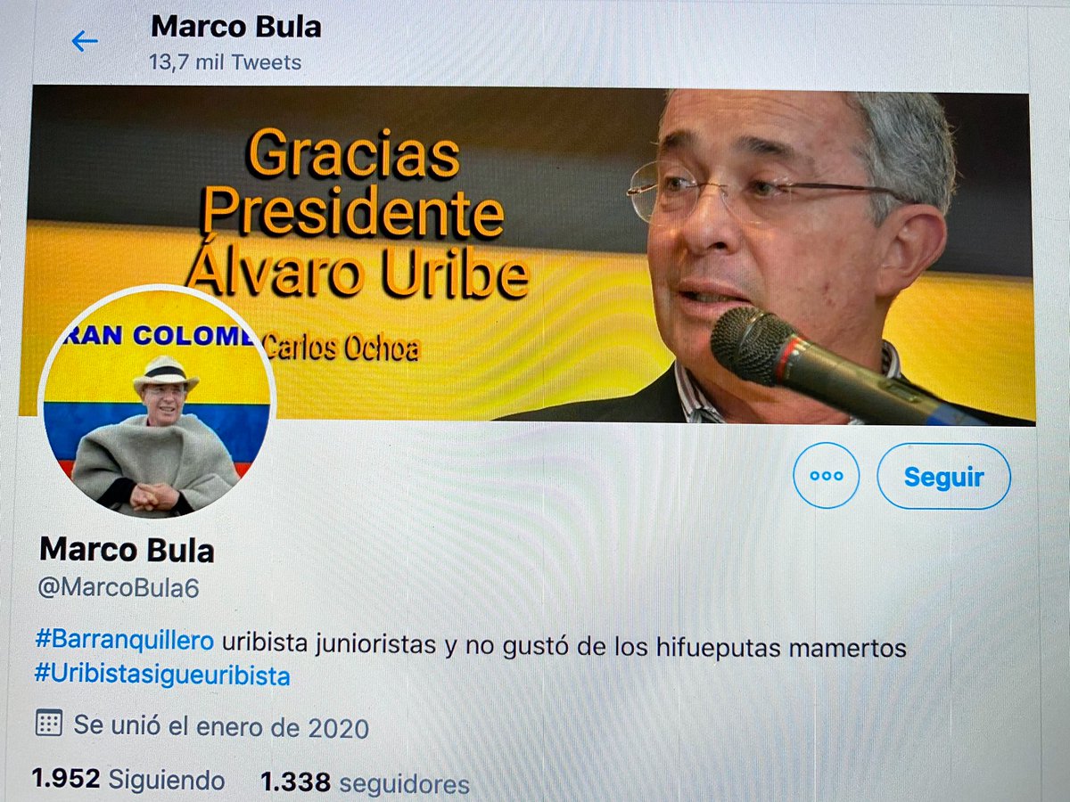 GustavoBolivar's tweet image. ¿Me ayudan a reportar esta cuenta? @MarcoBula6 
Un odio tan grande, capaz de alegrarse por la tragedia humana y desear la muerte a otro, no puede  tolerarse en una sociedad.
Y al señor Bula: dios lo bendiga y le rebaje la pena que conlleva desear la muerte a otro.