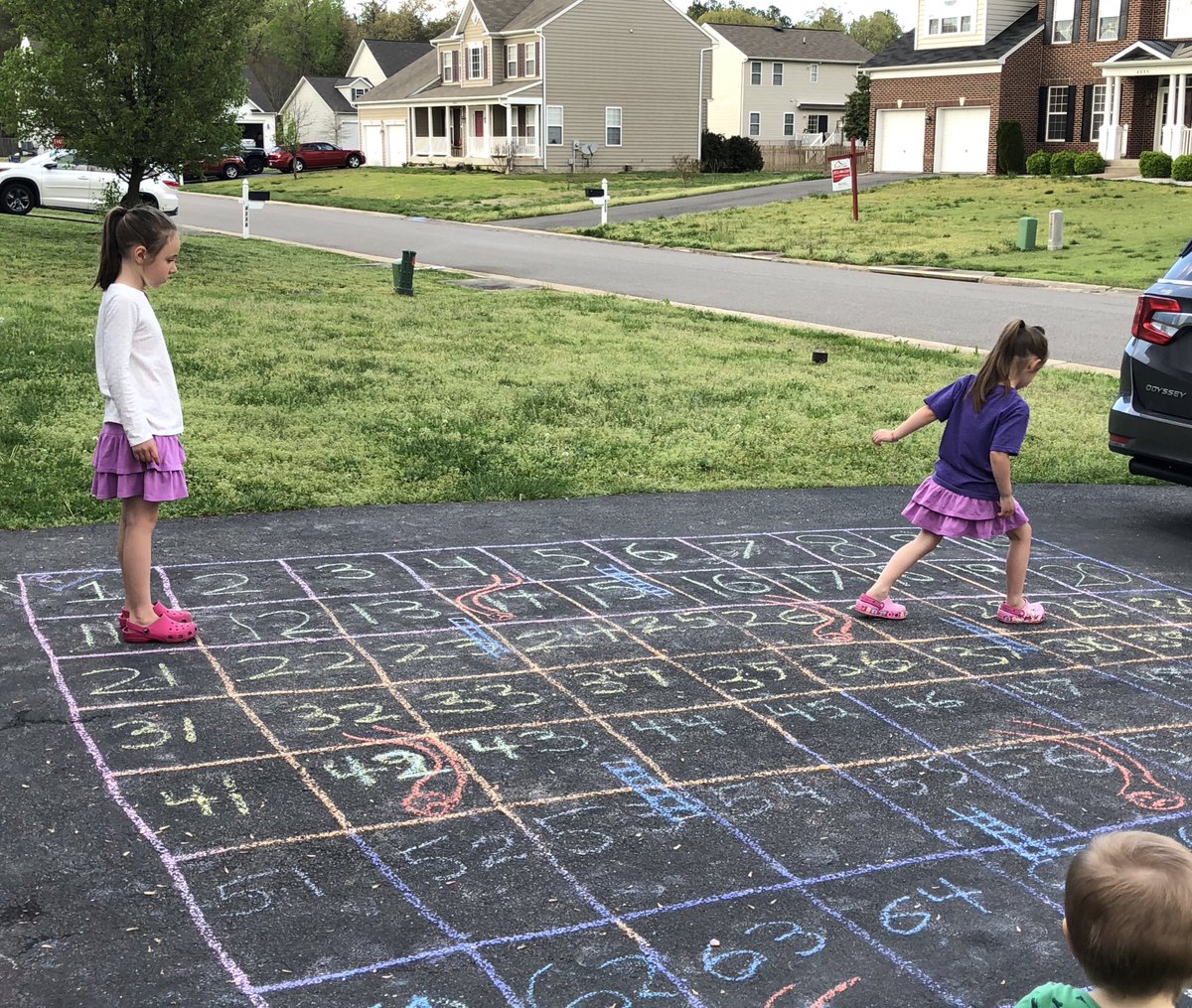 After the storms today we had to get out. So proud of the conversation and patterns these girls noticed. (Pre K and 1st grade) So much fun to play on a huge 100 board! ❤️ <a href="/NealBlueCrabs/">Mary B. Neal Elementary School</a>