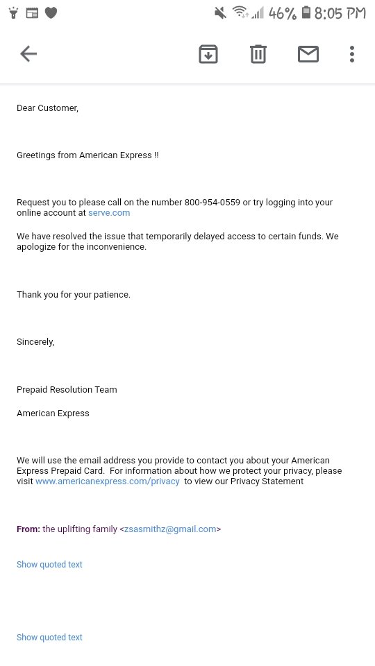 Listen stop emailing me until you fix the situation. Same number no response