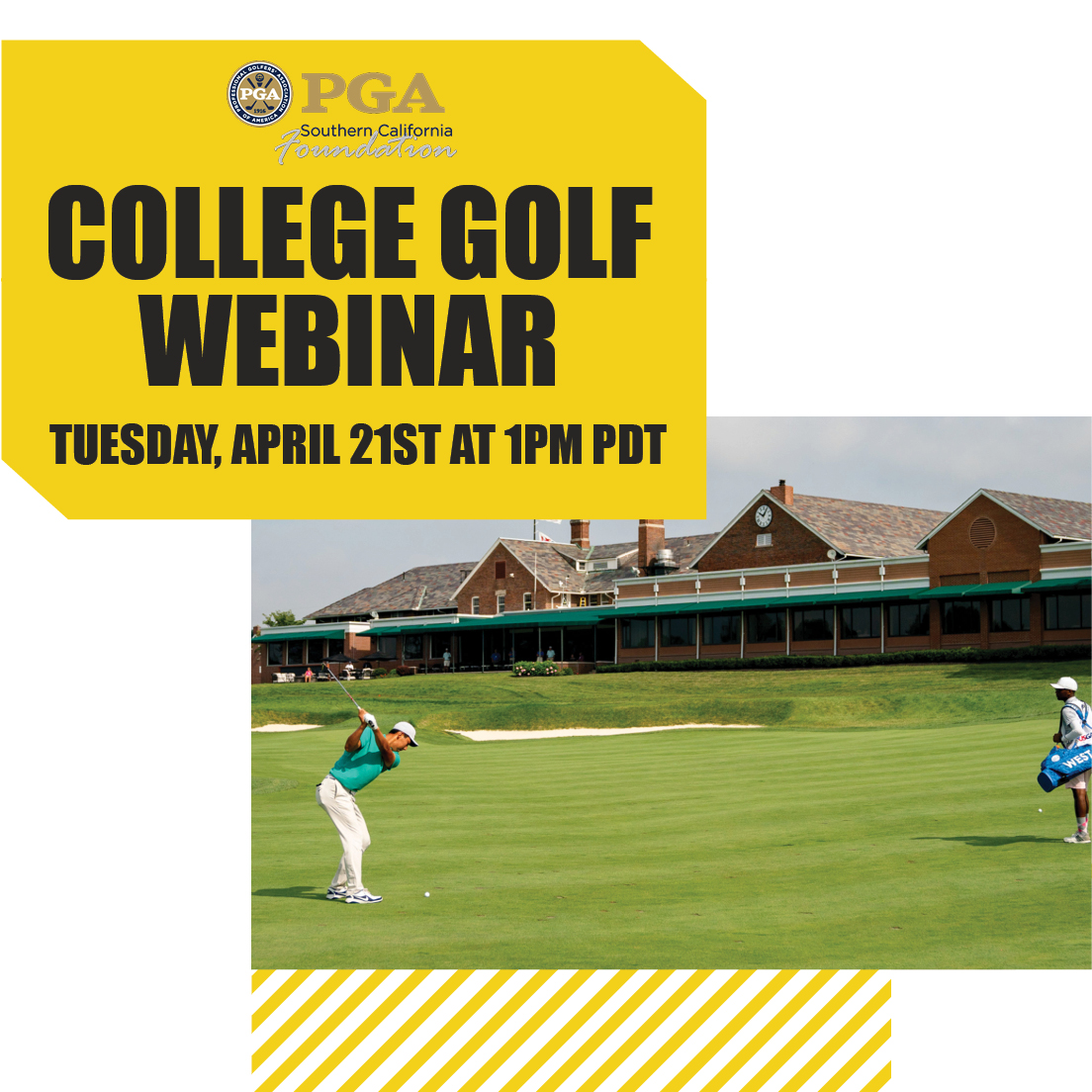 Reserve your spot for the College Golf Webinar today! Panel: Andrew Larkin, UCLA Assistant Men’s Golf Coach; Leslie Spalding, San Diego State Head Women’s Golf Coach; Sahith Theegala, collegiate golfer at Pepperdine University. Click here to register &gt;&gt; bit.ly/3b57P0E