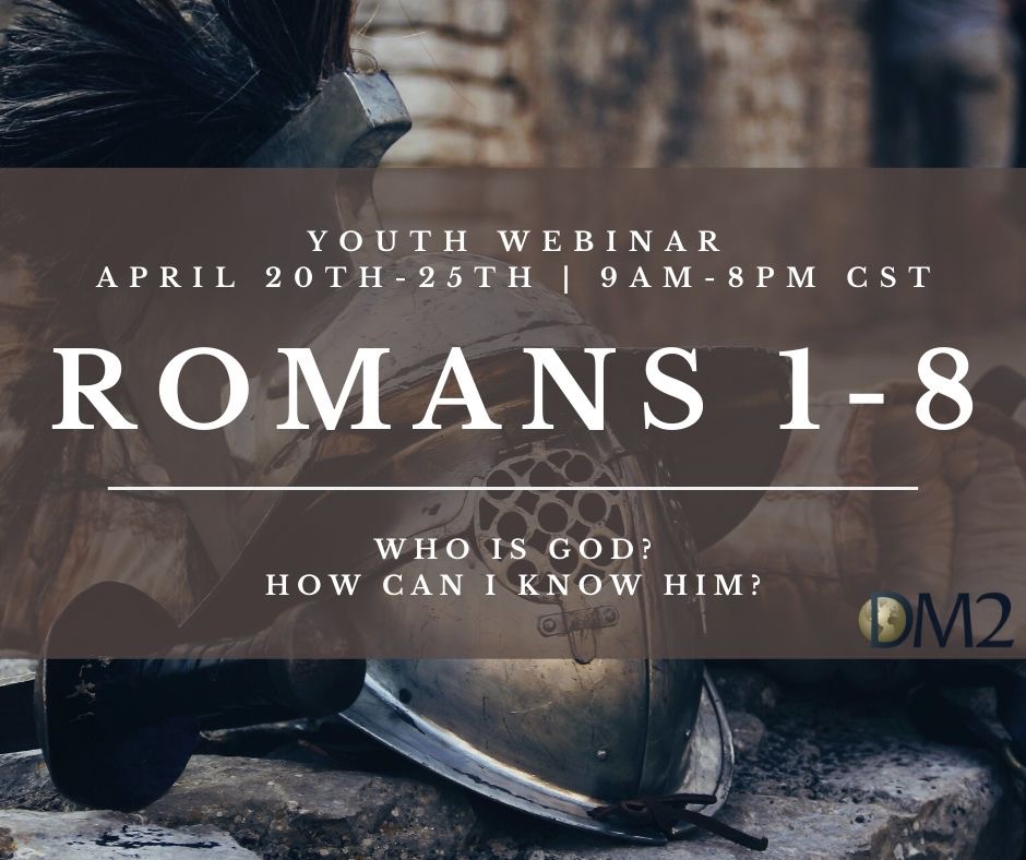 Hey y'all! What's better than learning about God and what He has to say? Nothing.

Even if you're not a 'youth', everyone's young at heart, so don't feel like you shouldn't join. This is a great way to spend your quarantine!

You can sign up at this link: dm2usa.org/register-now