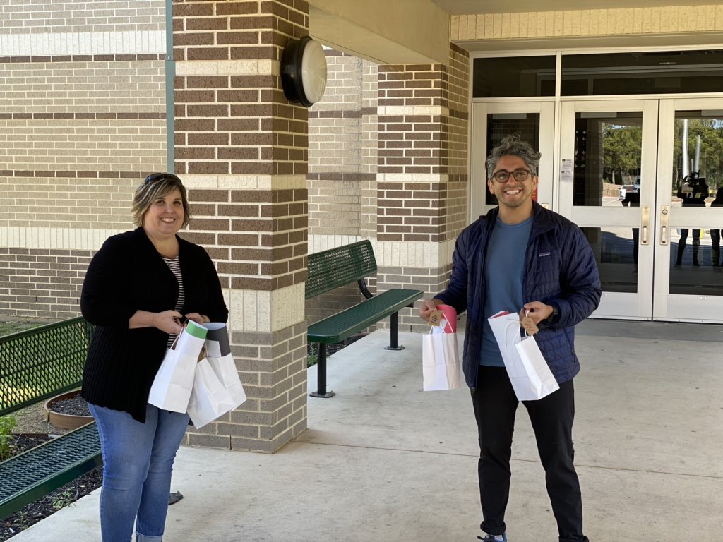 NISDHoffmann's tweet photo. If our students had known when they left for Spring Break they would be doing their work at home, they would have taken supplies with them. Today Alamo Hills Church donated school supplies to Hoffmann families in need! Thank you for caring for our #community! #HOFFMANNSTRONG https://t.co/0xpnFqIVzp