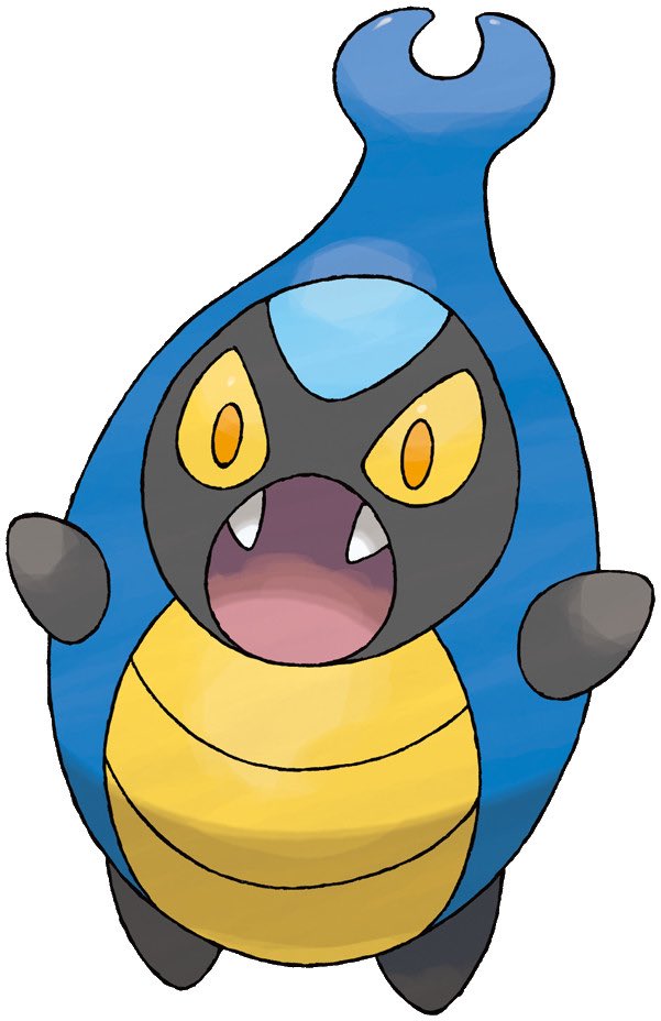 Look at Karrablast’s face! It’s showing off it’s tough teef! So cute! This bug is all bite and has it out for one Pokémon in particular. Shelmet. If you are Shelmet, you are the scum of the earth. A great blue bug!