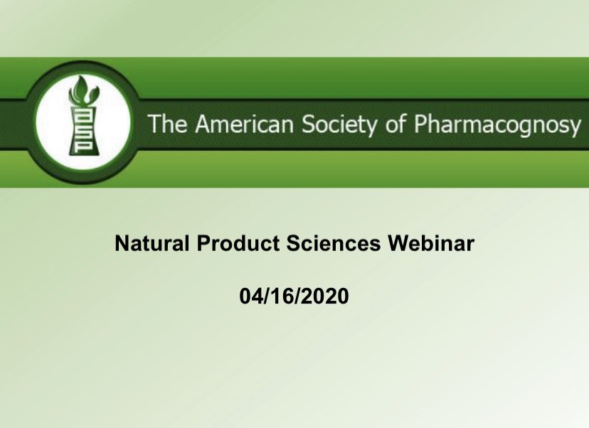 We did it! The American Society of Pharmacology (ASP) is proud to announce the Natural Product Sciences Webinar Series during the COVID-19 situation. First April 16th, 4pm East. Free for students! <a href="/pharmacognosy/">pharmacognosy.us</a> #NaturalProducts pharmacognosy.us/natural-produc…