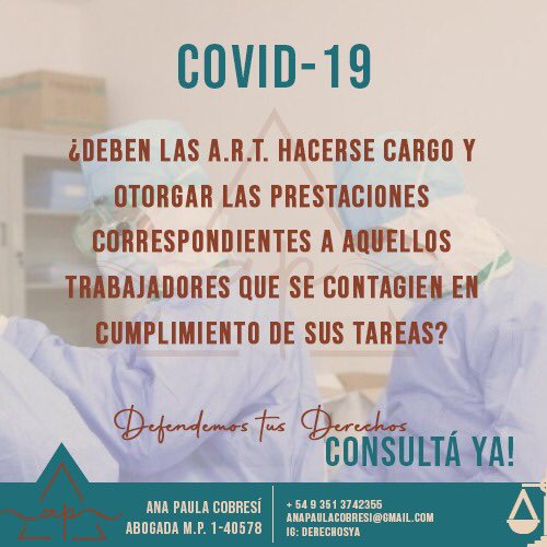 derechosya1's tweet photo. CORONAVIRUS COMO ENFERMEDAD PROFESIONAL! Asesórate ahora!!! #coronavirus #enfermedadprofesional #ART #riesgosdeltrabajo #derecholaboral https://t.co/zGDS83RZr4