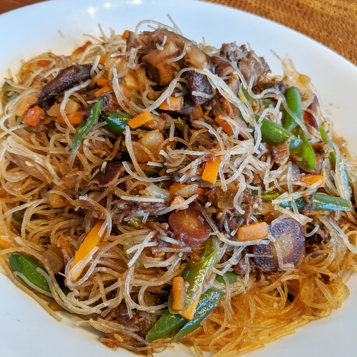 My wife requested pancit, so that's what she got. Things uttered during this meal include:"I have never eaten so well in my life."and"Who needs restaurants, really?"