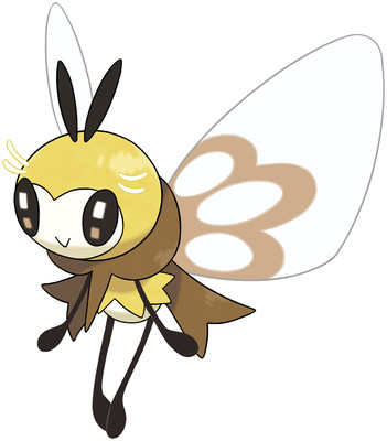 Ribombee is a bee with a scarf and that's perfect. It's only .1 meters bigger than cutiefly but Ribombee is a bee to be reckoned with. It can even predict the weather!