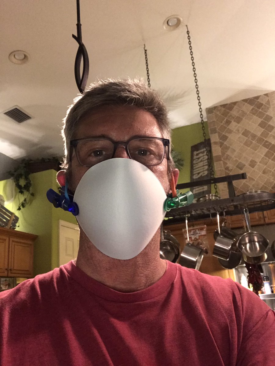paulruel's tweet photo. @LauraMoodyFox13 Looking for items to make a homemade mask.  It’s great! Rubber bands, chip clips and then I’m told that’s barbs bra pad!!! https://t.co/2eJ0xhVJOG