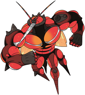 You heard that name right! This buzzy bug is SWOLE af. IT is known as the swollen pokemon. It is JACKED. It is RIPPED. It WILL fight. It looks like Larry the Lobster. A perfectly menacing bug. I don't think my brother could defeat him and Emile is the strongest ever.