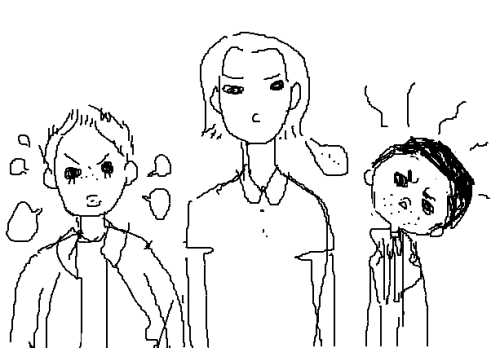 oh man I'm rewatching supernatural and found my old doodles from 2016 (cas and anna family) and 2012 (the rest lol)
