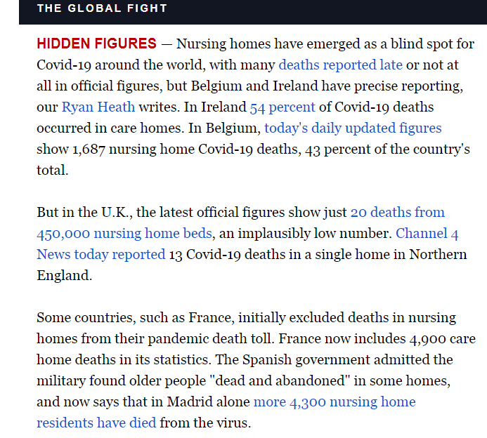 As I keep yelling about... there is major variability in how many COVID-19 deaths are being undercounted and the right wing UK government is behaving as expected.  https://www.politico.com/newsletters/politico-nightly-coronavirus-special-edition/2020/04/13/open-and-shut-488897cc:  @mattyglesias  @NateSilver538