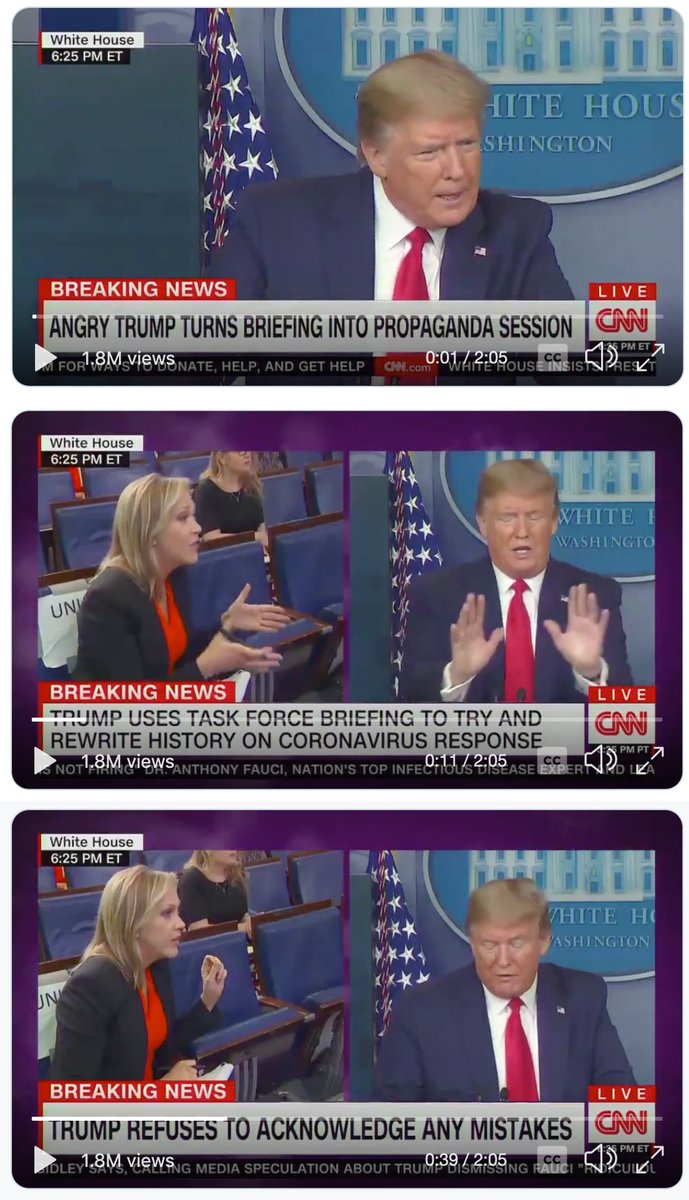 CNN is really going for it!Literally calling out Trump propaganda"Angry Trump turns briefing into propaganda session""Trump uses task force briefing to try and rewrite history on coronavirus response""Trump refuses to acknowledge any mistakes"