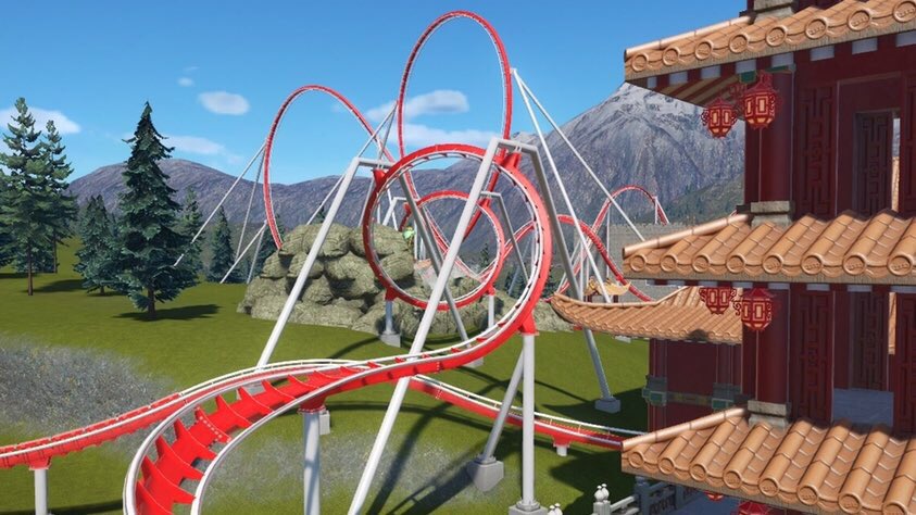 WOther6's tweet image. In my opinion, a photo of a double corkscrew is always beautiful, don't you think? #planetcoaster