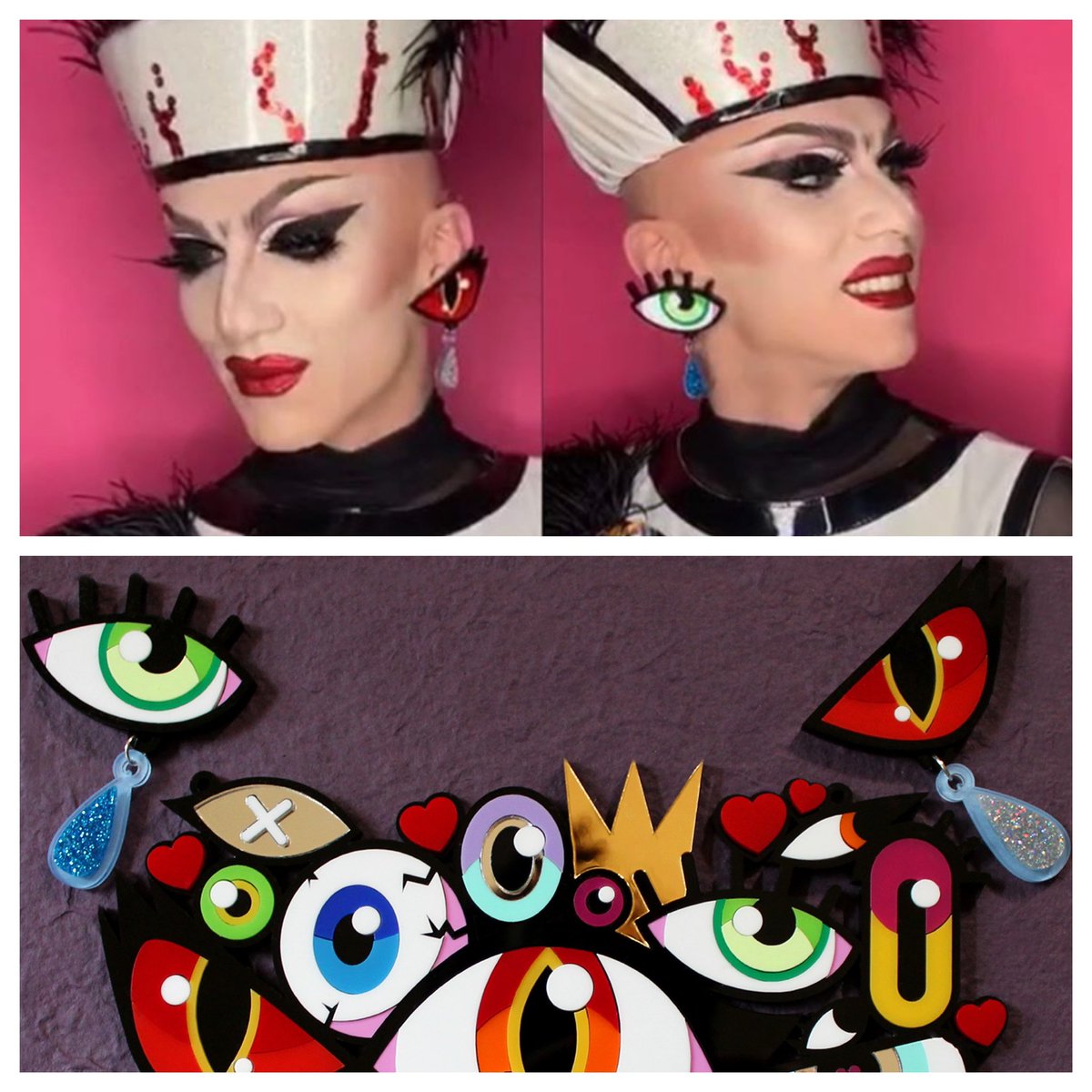 LefranCreative's tweet image. 👁 👁 
A cool throwback to one of my favourite sets I’ve made, gifted to @sasha_velour which she wore in her live stream last night! What a nice surprise!