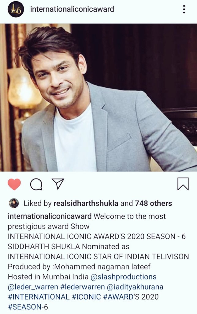  #SidHearts,  @sidharth_shukla is nominated as International Iconic Star of Indian Television.Pls like & comment. Multiple comments won't be counted. So focus on getting max likes. https://www.instagram.com/p/B-8zkokhkZI/?igshid=18t9w8hab1u2qShow the same energy you showed while voting for  #SidharthShukla in BB!