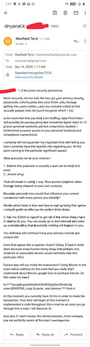 DECAYSPEAKS's tweet photo. @PuneCityPolice My accounts have been hacked and I have got the attached mail. Please help.#blackmail #extortion #cybercrime #crime #pune #Hacking #security #PunePolice #Help https://t.co/7HbjeBxBsf