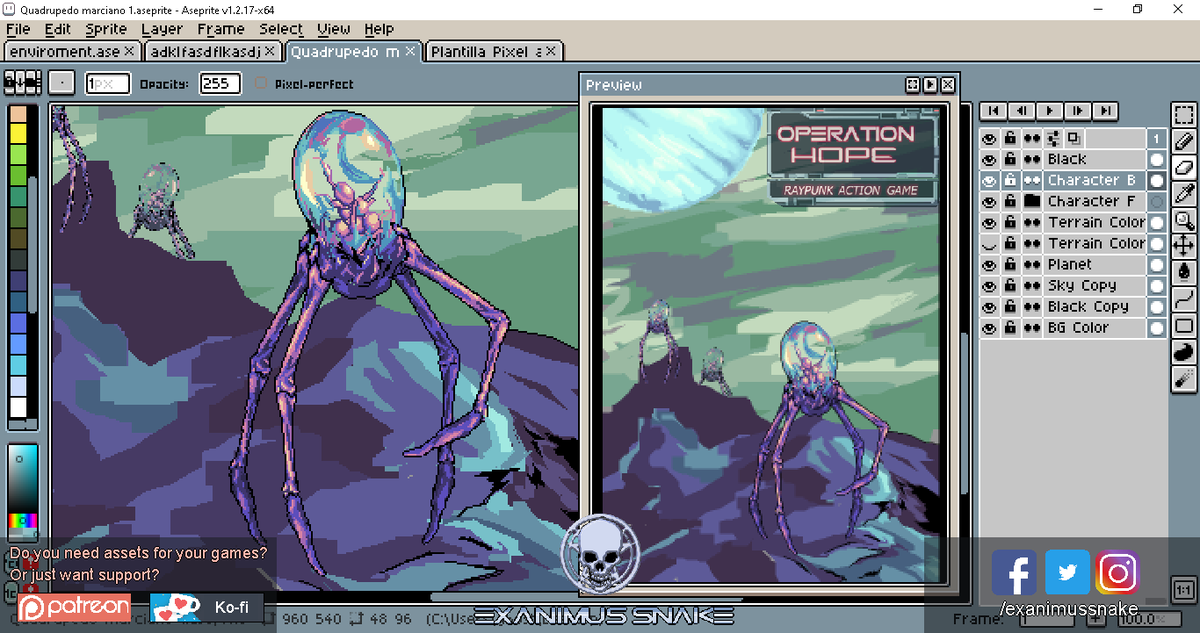 ExanimusSnake's tweet photo. Just a new concept art for the raypunk action game "Operation Hope".
https://t.co/UnN1Hg3beL
https://t.co/lZ4UJAAbcx
#operation #hope #operationhope #exanimussnake #exanimus #snake #pixel #art #pixelart #color #concept #art #raypunk #futuristic #marcian #marcians https://t.co/btDI7RN2m3