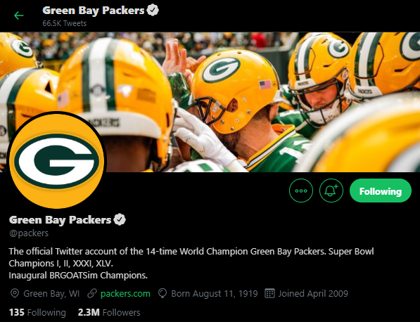 evantpotter's tweet photo. @packers I fixed your bio for you. You're welcome. #BRGOATSim Champs https://t.co/vDRGEJi4Pi
