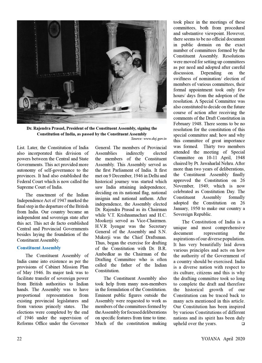 Read the article on 'Drafting of the  #Constitution of  #India' by  @Chandigarh_uni VC Dr RS Bawa, published in the April issue of  #Yojana, a  #development monthly.  #ambedkarjayanti  