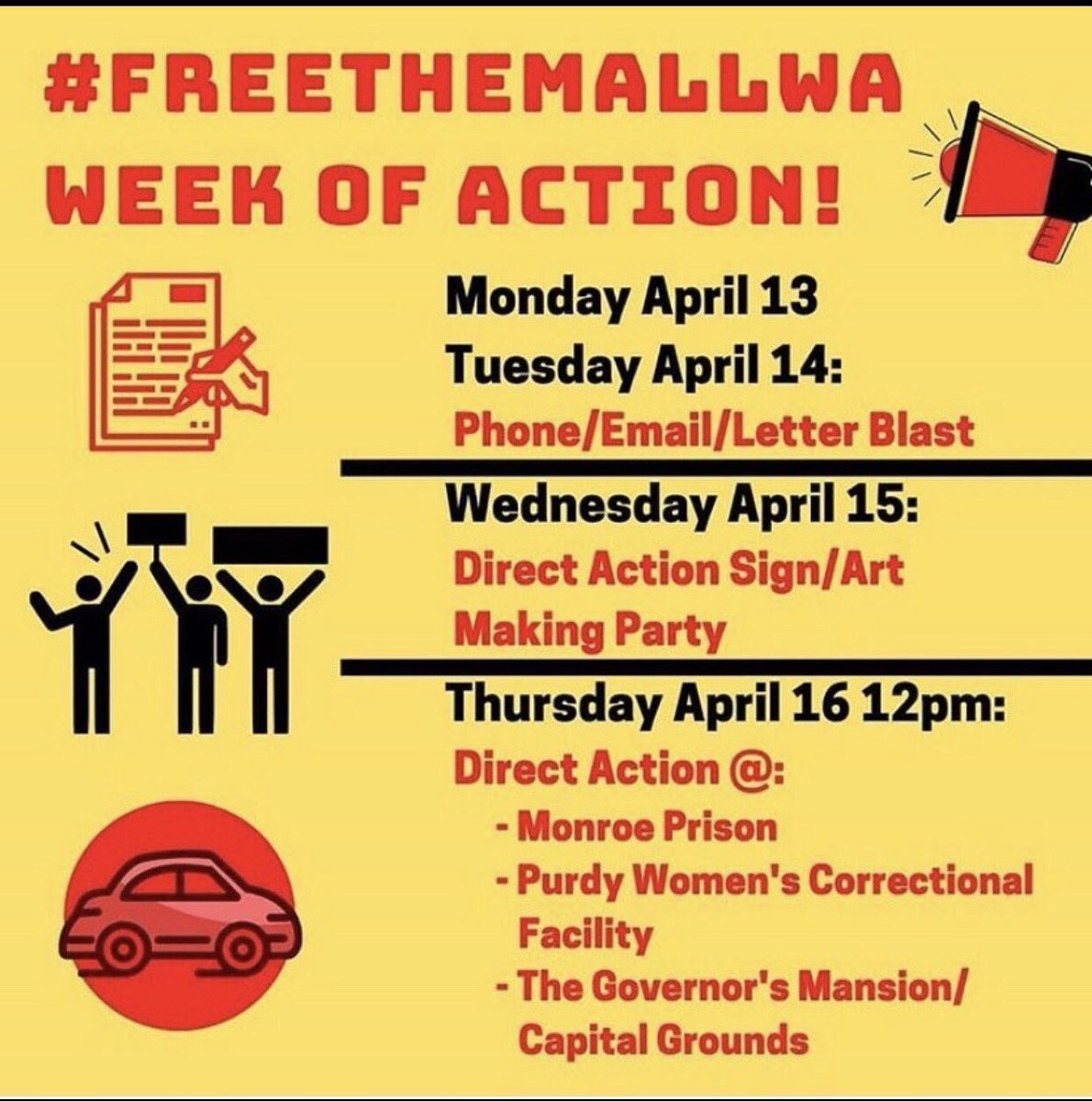 TO EVERYONE IN WA ST:PLEASE PARTICIPATE IN UPCOMING DIRECT ACTIONS. WE’LL BE PRACTICING SAFE SOCIAL DISTANCING & SOLIDARITY BY BLASTING MUSIC FROM CARS. MORE INFO COMING SOON. DM FOR MORE DETAILS  #FreeThemAllWA