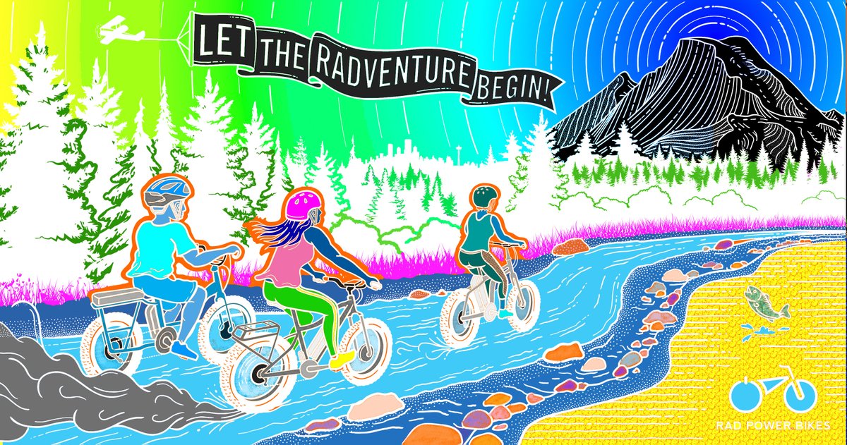 Radventuresss's tweet image. My submission for the #RadColoringContest Neonistic-Vibes. I really like how this turned out. @RadPowerBikes