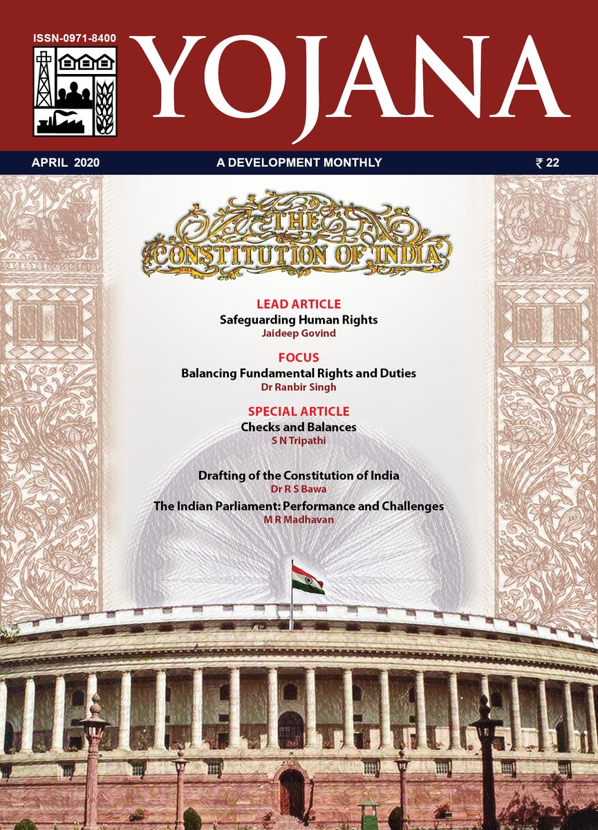  #DoYouKnow that the  #Constitution of  #India was not typeset or printed but was handwritten in both English and Hindi with beautiful illustrations. This month's  #Yojana journal published by  @DPD_India has a section dedicated to these intricate designs.  #AmbedkarJayanti  .