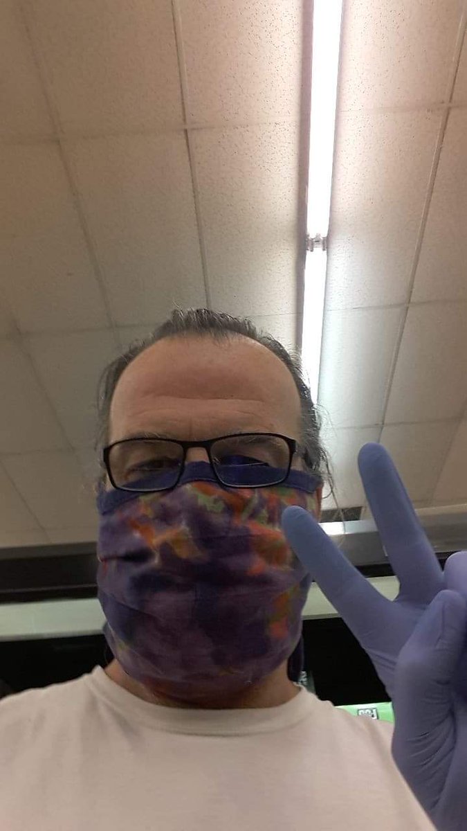 rob_leingang's tweet photo. As an essential worker I'm trying to take all possible protections without taking away from our local hospital staff supplies. 
😉😊 @U2 #U2community #U2fam #U2forU #AtU2
#U2gigs https://t.co/rHpCSPbAiJ