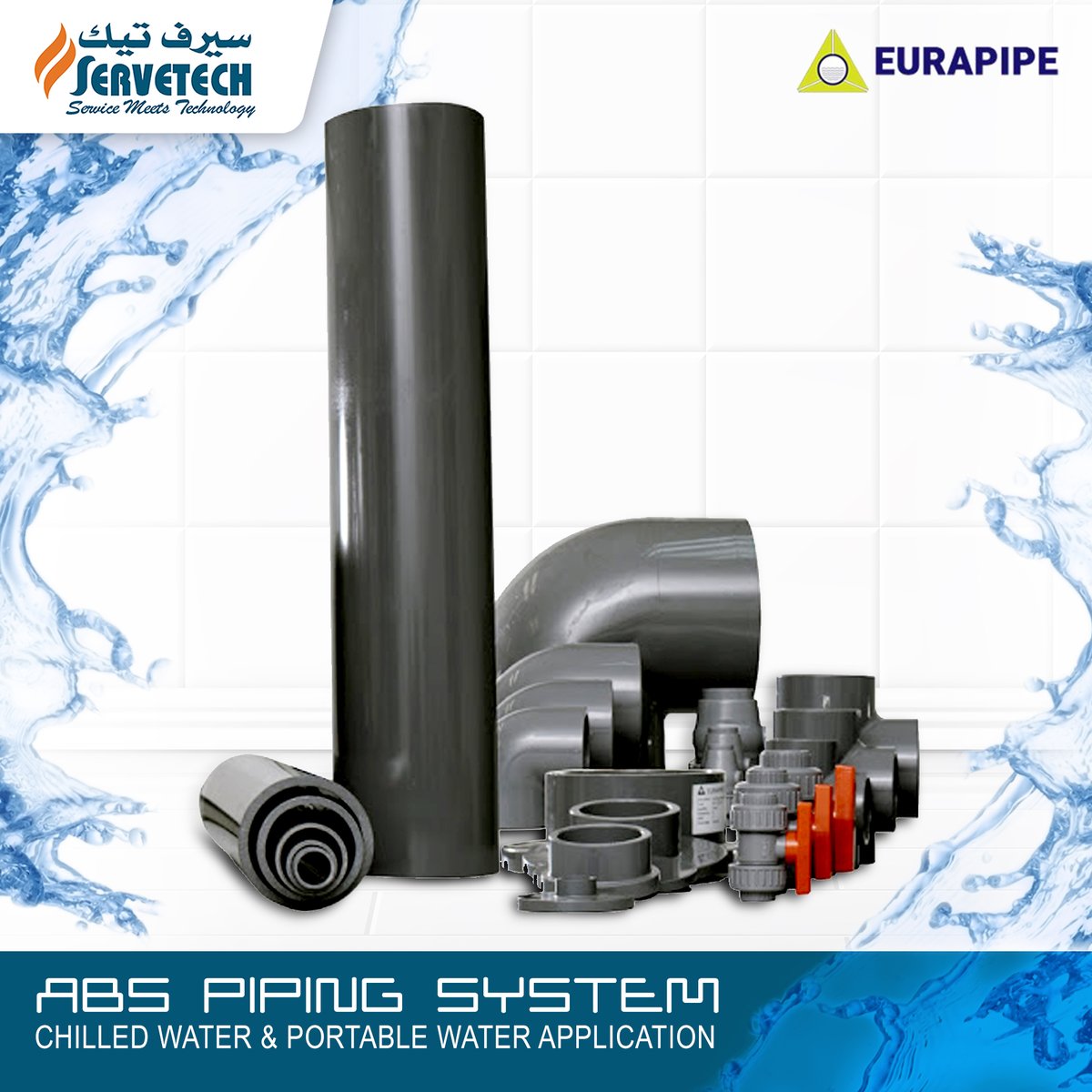 Servetech_'s tweet photo. ABS thermoplastics are recognized as a suitable material to be used in many industries applications. The material is very tough and resilient, has high impact strength, good chemical resistance non-toxic and taint free.

#servetech #eurapipe #abs #thermoplastic #piping https://t.co/w61imwqepO