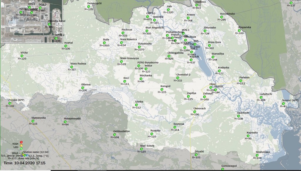 La dosis radiactiva en toda la zona de exclusión de Chernobyl durante los últimos días (10, 12 y 14 de abril) es estable y está dentro de los valores habituales, es decir, NO SE APRECIA UN AUMENTO DE DOSIS debido al incendio.Fuente:  http://www.srp.ecocentre.kiev.ua/MEDO-PS/index.php?lang=ENG&online=1 (nSv/h).