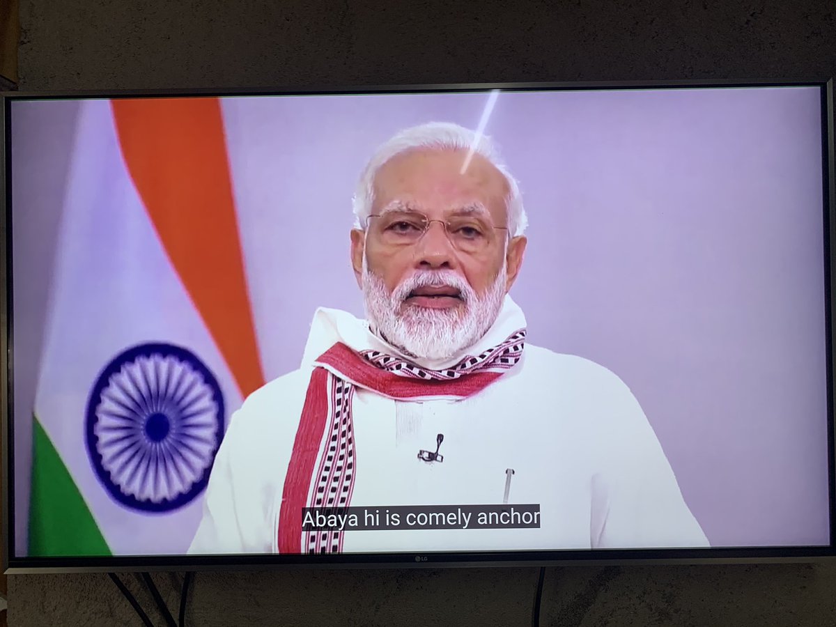 Watching Modi with captions turned on