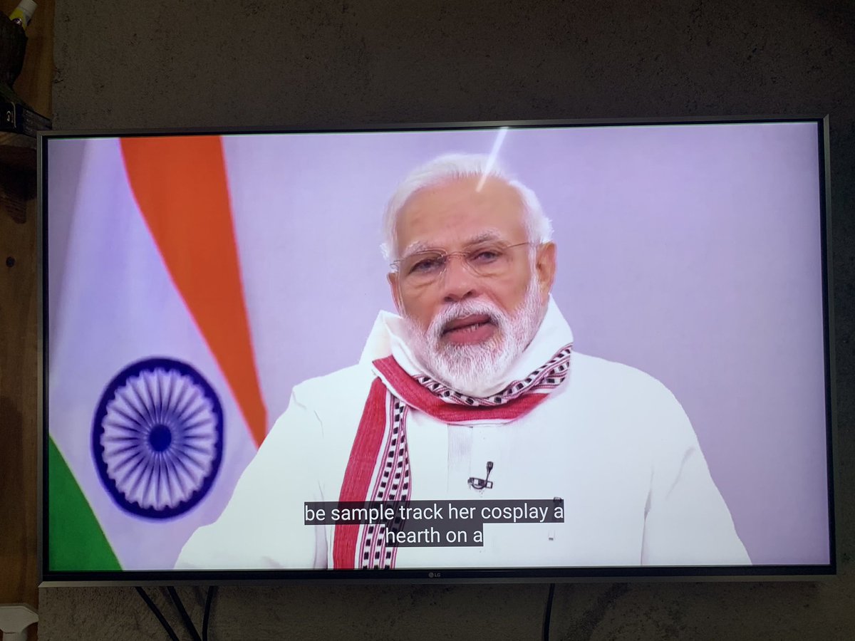 Watching Modi with captions turned on