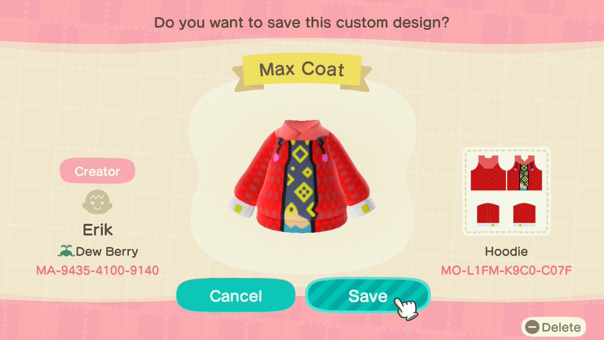 I not only did designs of characters I love, but I did designs of my OCs, this one is Max! Just like the others in this thread feel free to download the design and use it to be stylish gisjdj #AnimalCrossingNewHorizons     #ACNH     #AnimalCrossingDesigns  #ACNHDesign