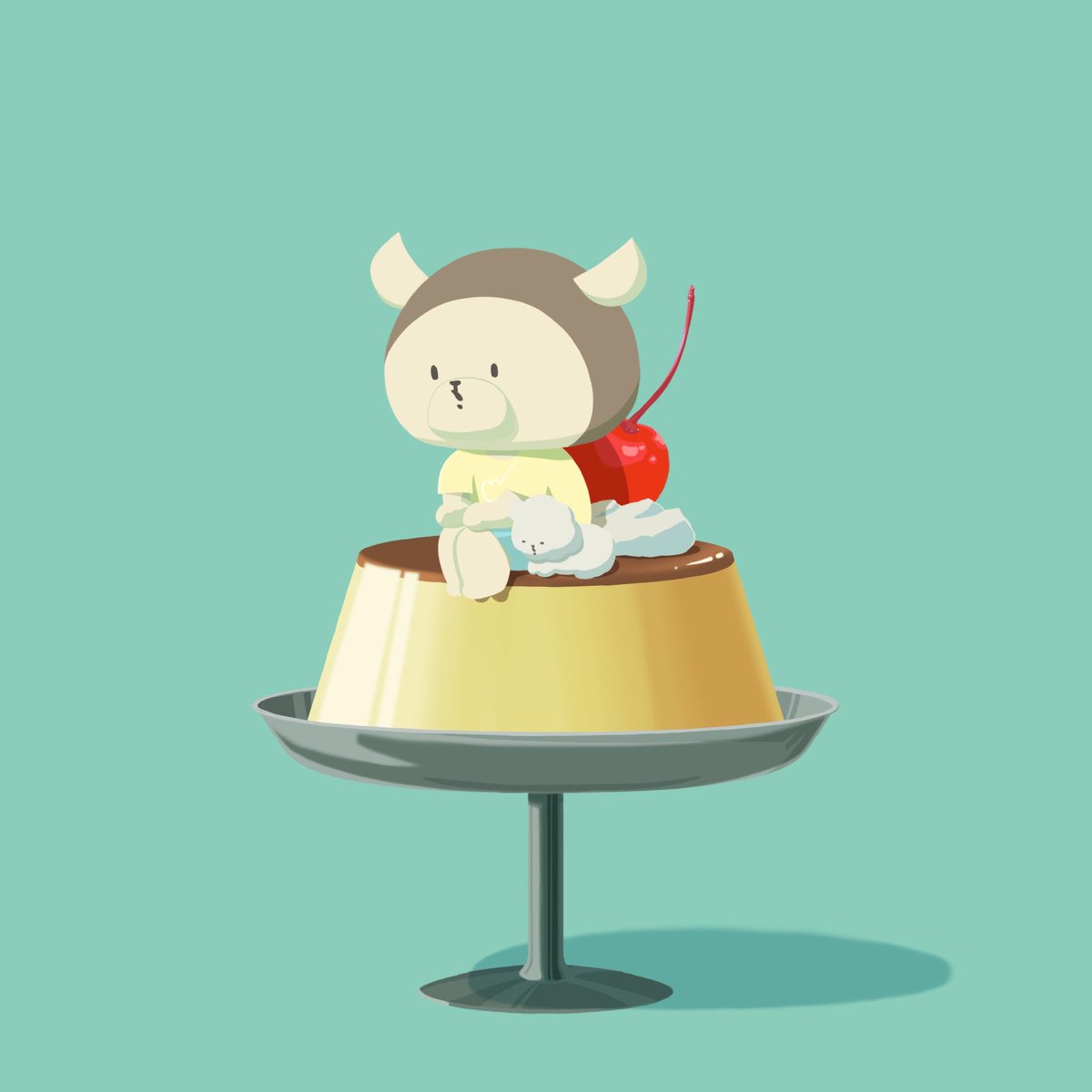 Bochabu プリン食べにいきたいね Bochabu むぎお しゃもじ ぼっちゃんがり くま イラスト ゆるイラスト くまイラスト オリジナル イラスト好きな人と繋がりたい イラスト好きさんと繋がりたい プリン 喫茶店のプリン プリンシェイク にし