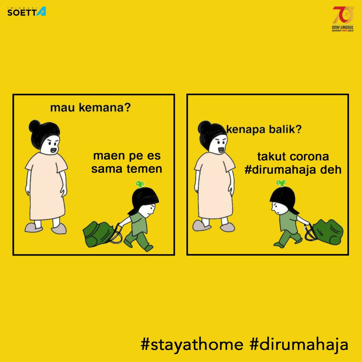 imigrasi_soetta's tweet photo. Sahabat Mido,
masih inget dengan meme "mau ke mana" ini kan, pas banget nih buat buat ikutan #untiltomorrowchallenge. 😂😁
Disituasi saat ini mau ke mana sih, mending #dirumahaja quality time sama keluarga
#Ditjenimigrasi
#kanimsoeta https://t.co/kPZyC8NShb