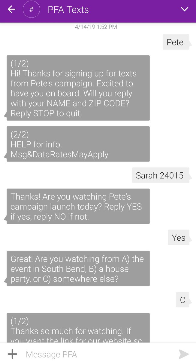 SWVAforPete's tweet image. A year ago today, I cried while I watched the mayor of South Bend, IN give an emotional speech from his hometown, announcing he was officially entering the 2020 race for President of the United States.

I donated to his campaign for the 3rd time that day, and signed up for texts.