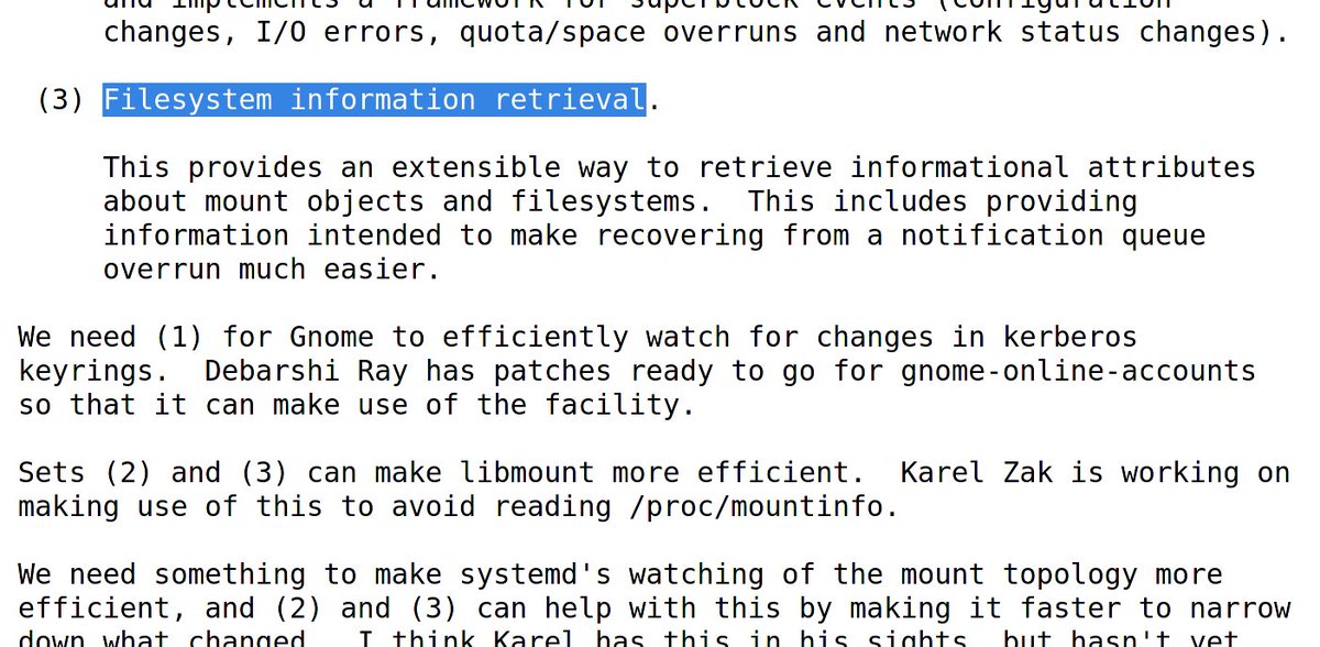 #Linux  #Kernel 5.7 will *not* contain the filesystem information retrieval patches (aka fsinfo), despite what a few news websites claim. Seems one wrote it's a feature of 5.7 only after the pull request went out and all others simply copied the information without verifying it.