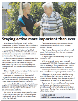 OnTheGoRehab's tweet photo. Did you happen to see us in the West Australian 'Open for Business'? If not, here it is :-) We Come To You. 0429115211 #StayHome #StayConnected #StayMobile #StayIndependent https://t.co/ilhpXXomfs