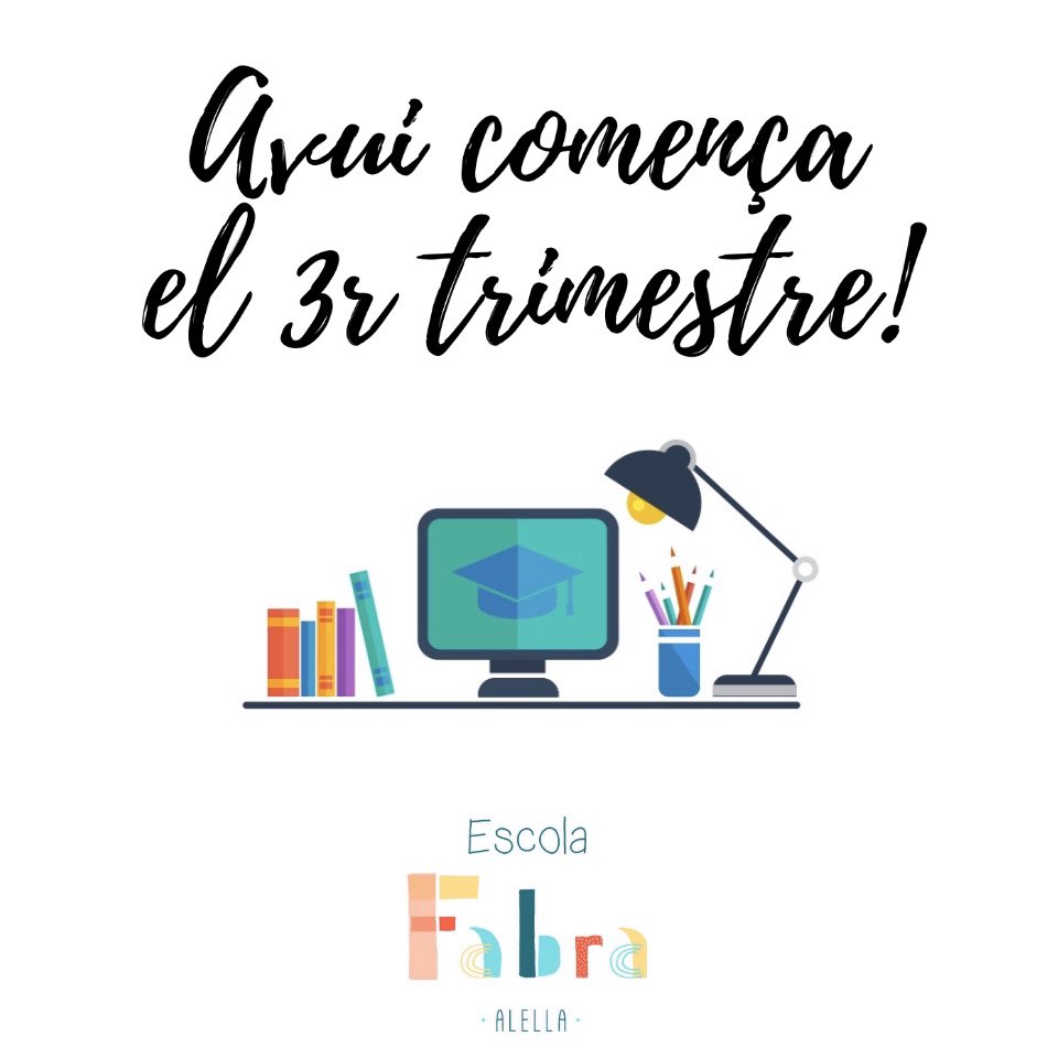 ➕TERCER TRIMESTRE➕
Avui iniciem el tercer trimestre, i ho fem plantejant-nos l’ensenyament i l’aprenentatge a distància. És un gran repte per a tothom: mestres, famílies i alumnat. Però amb la implicació de tothom assolirem aquest repte amb èxit! ❤️ BON TERCER TRIMESTRE!