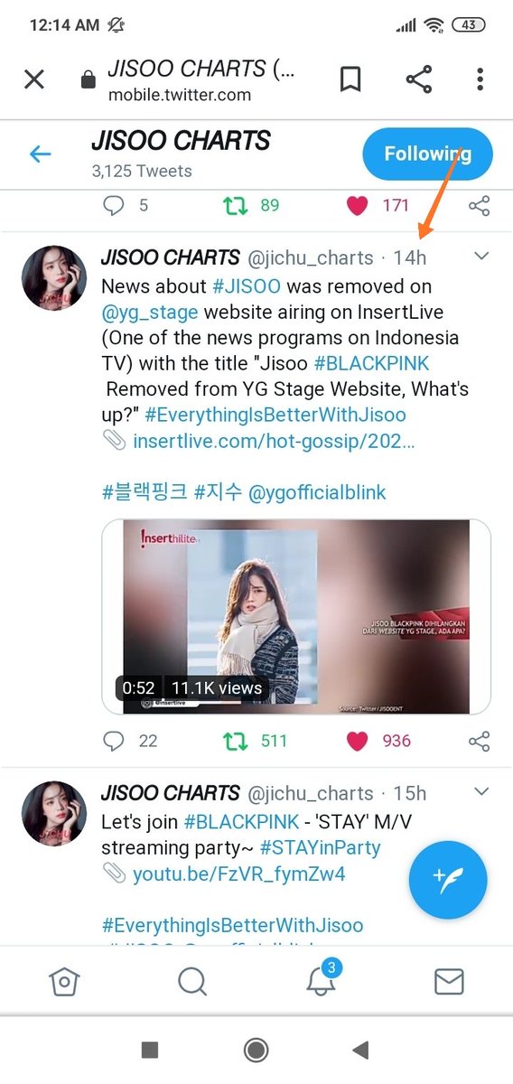 9th: On April 13th the news of Jisoo being removed from  @yg_stage was aired on InsertLive (one of the news programs on Indonesia TV). For 14 hours and still now they didn't share this.