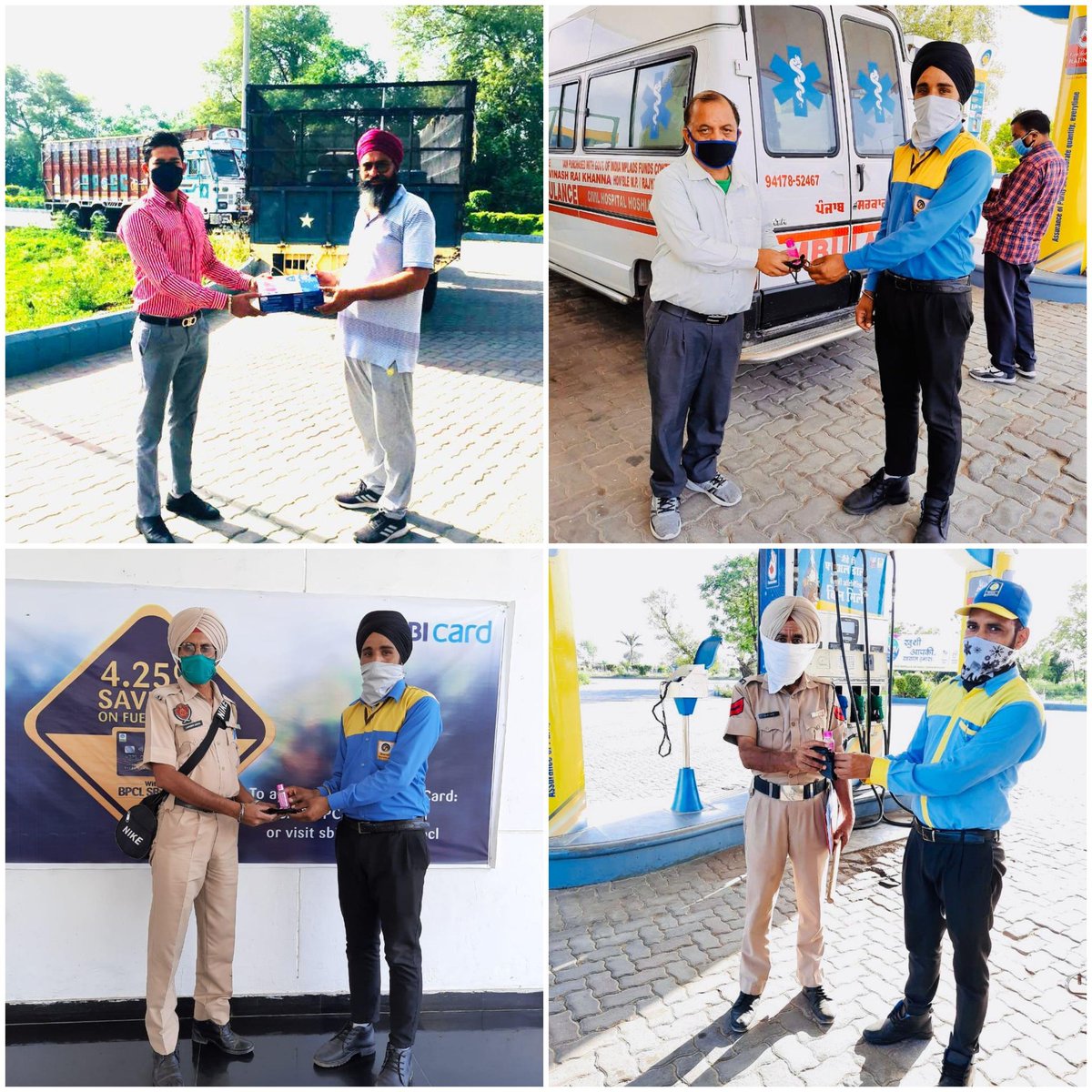 bp_coco's tweet photo. Hand Sanitizer &amp; Face Mask distribution to Agriculture Customers , Health workers , Police and House keeping staff , A small step to fight against Corona Virus. 
@BPCLRetail 
@mohit02121970
@BPCretJalandhar 
@sanjaymeenabpcl https://t.co/QeYegD3SFf