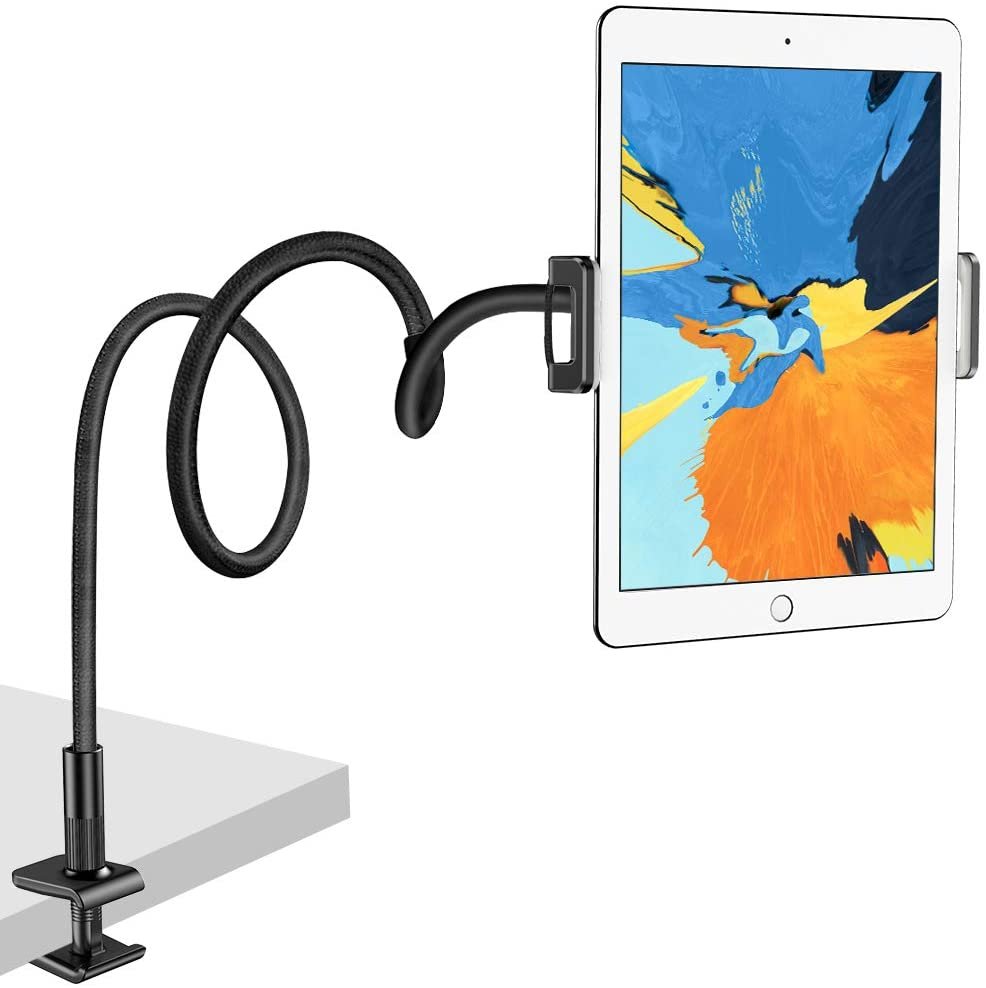 3. Your device needs to be supported, not held. And the screen needs to be the same level and angle as your face, otherwise you get the classic up-the-nose shot. Avoid it by looking online for a "gooseneck phone holder." These are SO useful.