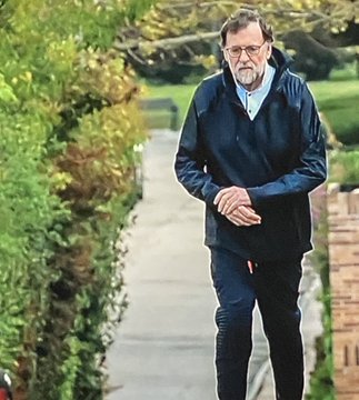norcoreano's tweet photo. Rajoy saltándose el confinamiento para andar a paso ligero, en chándal, haciendo círculos, mientras se mide las pulsaciones para evitar una muerte súbita. Si no amas a este hombre estás muerto por dentro. https://t.co/uzQsGx1pMP